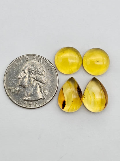 Amber authentic cabochon pair lot