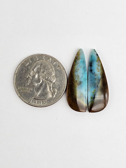 Chrysocolla Cabochon Pair