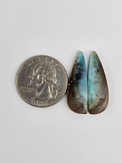 Chrysocolla Cabochon Pair