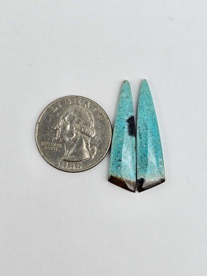 Chrysocolla Cabochon Pair