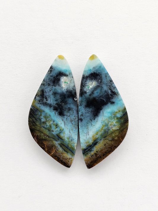 Chrysocolla Cabochon Pair