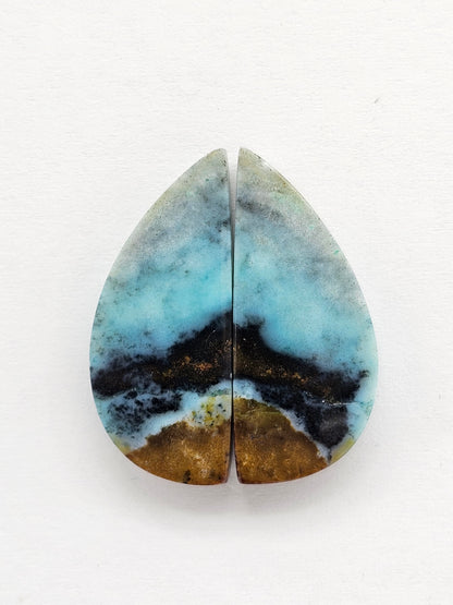 Chrysocolla Cabochon Pair
