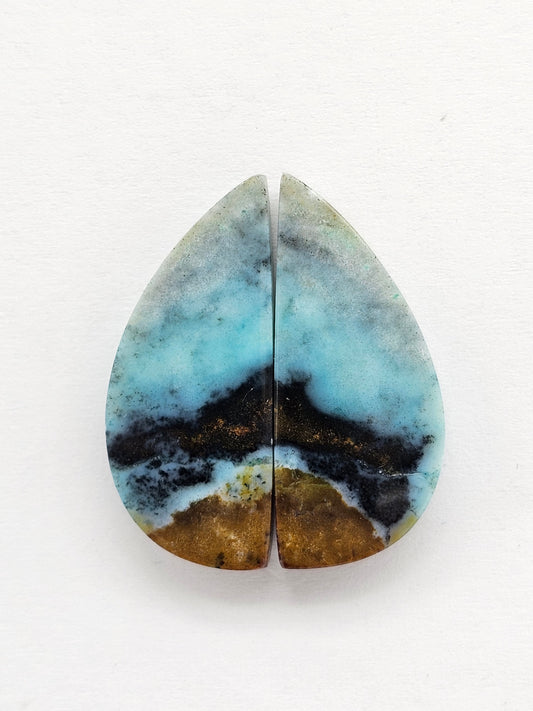 Chrysocolla Cabochon Pair
