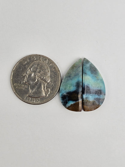 Chrysocolla Cabochon Pair