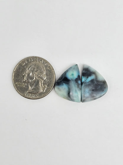 Chrysocolla Cabochon Pair