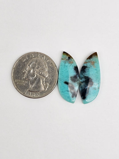 Chrysocolla Cabochon Pair