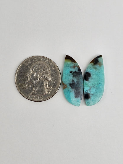 Chrysocolla Cabochon Pair