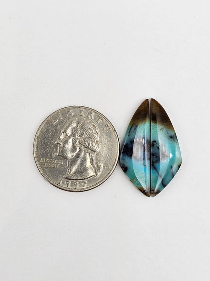 Chrysocolla Cabochon Pair