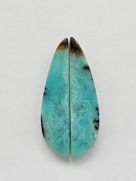 Chrysocolla Cabochon Pair