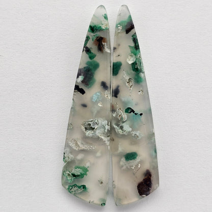 Sugar Water Flower Agate Cabochon Pair