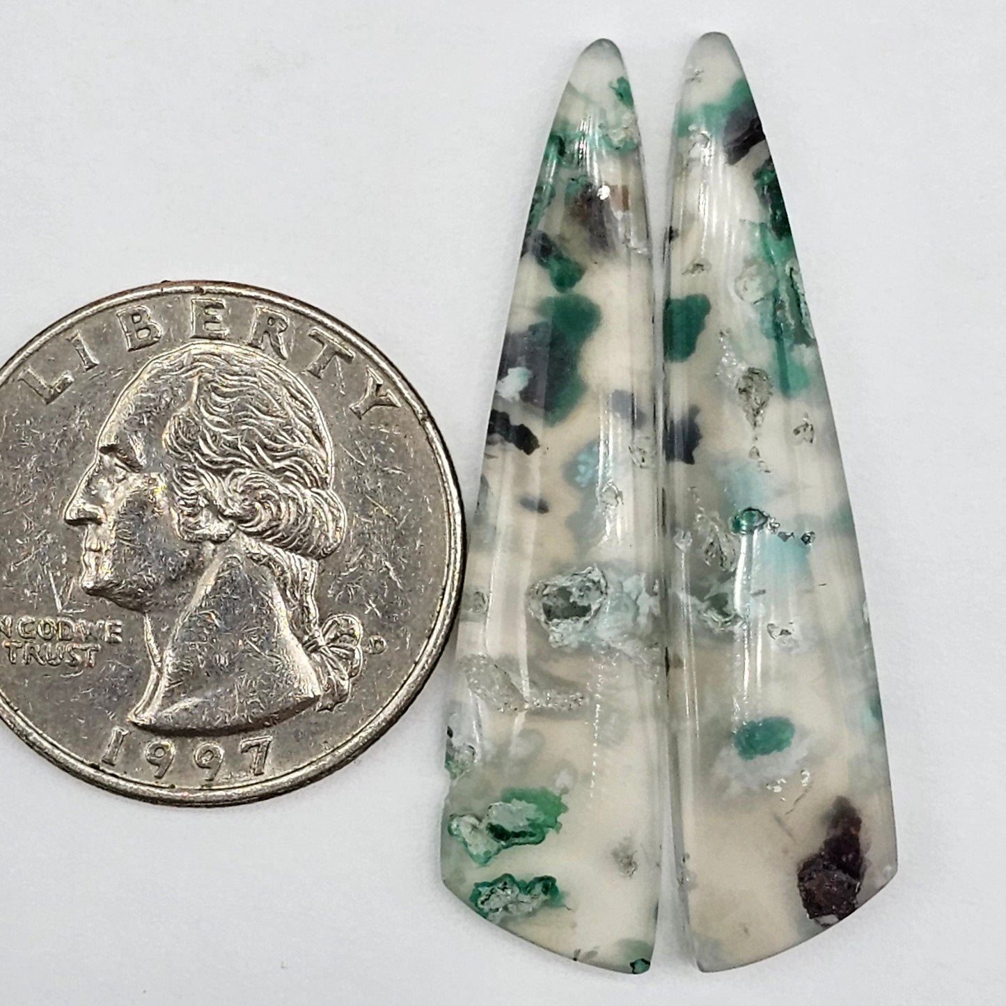 Sugar Water Flower Agate Cabochon Pair