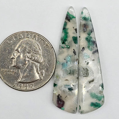 Sugar Water Flower Agate Cabochon Pair