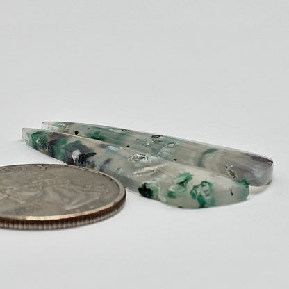 Sugar Water Flower Agate Cabochon Pair