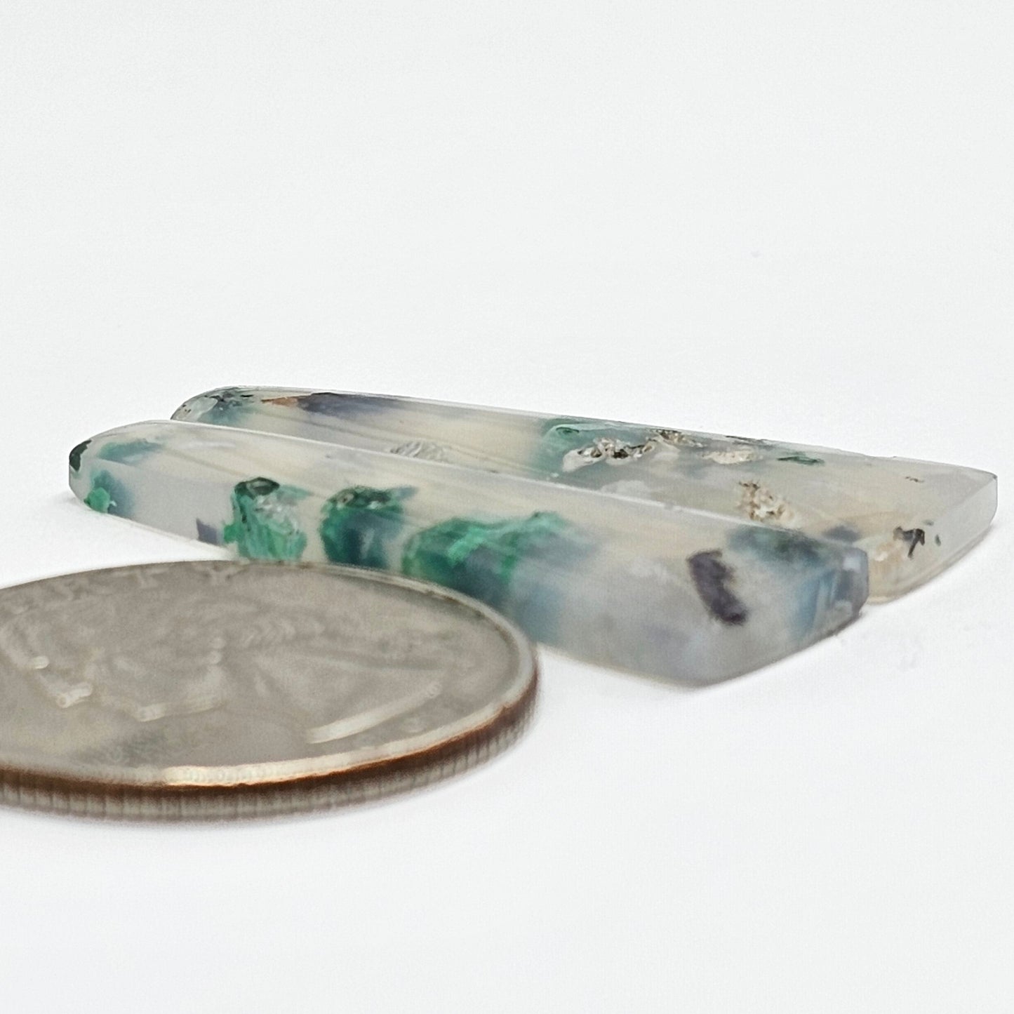 Sugar Water Flower Agate Cabochon Pair