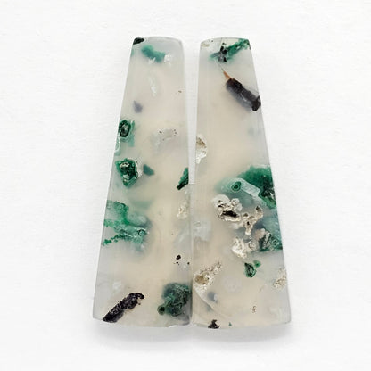Sugar Water Flower Agate Cabochon Pair