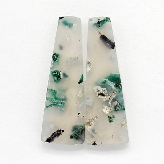 Sugar Water Flower Agate Cabochon Pair