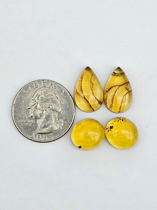 Amber authentic cabochon pair lot