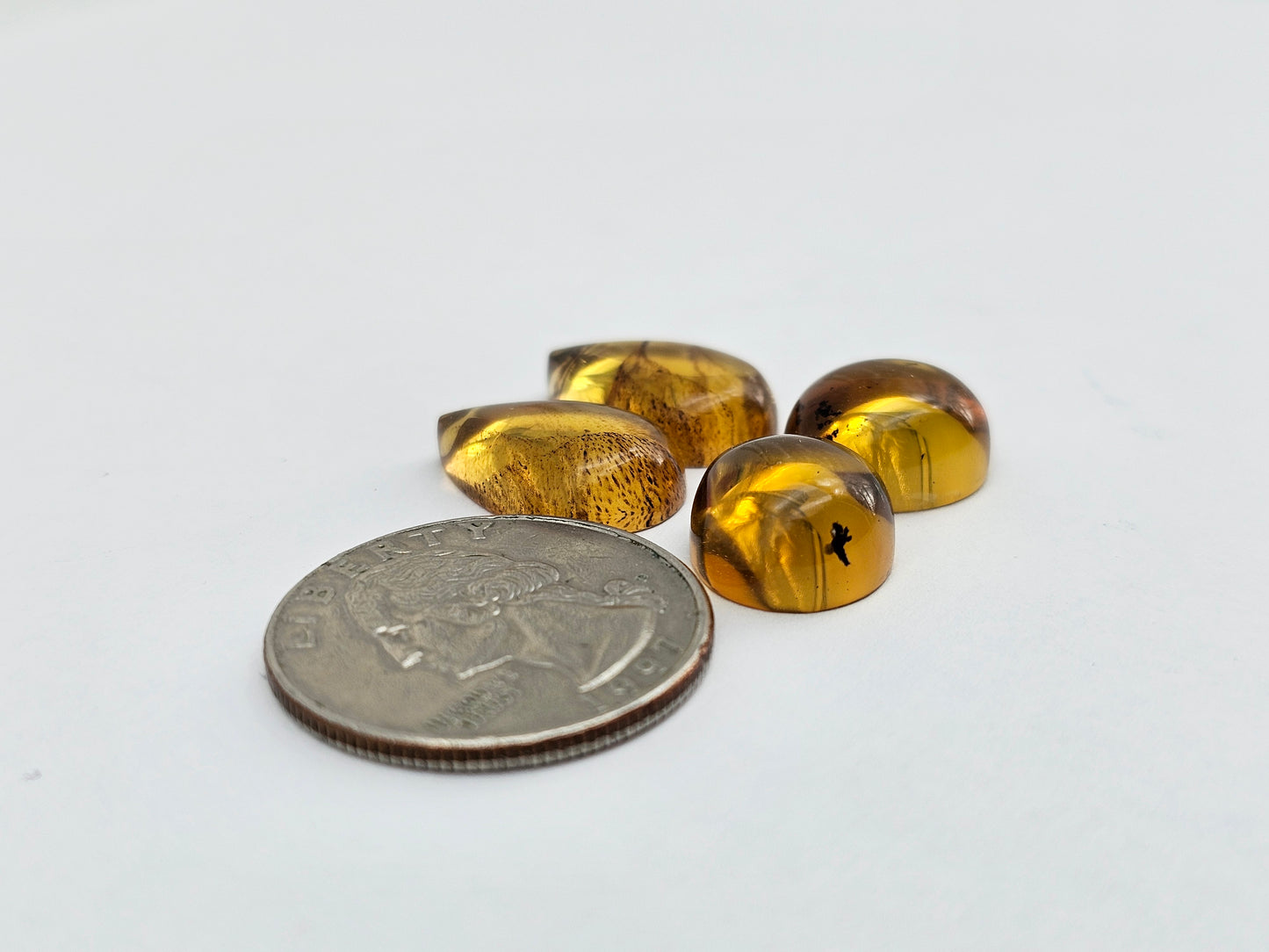 Amber authentic cabochon pair lot