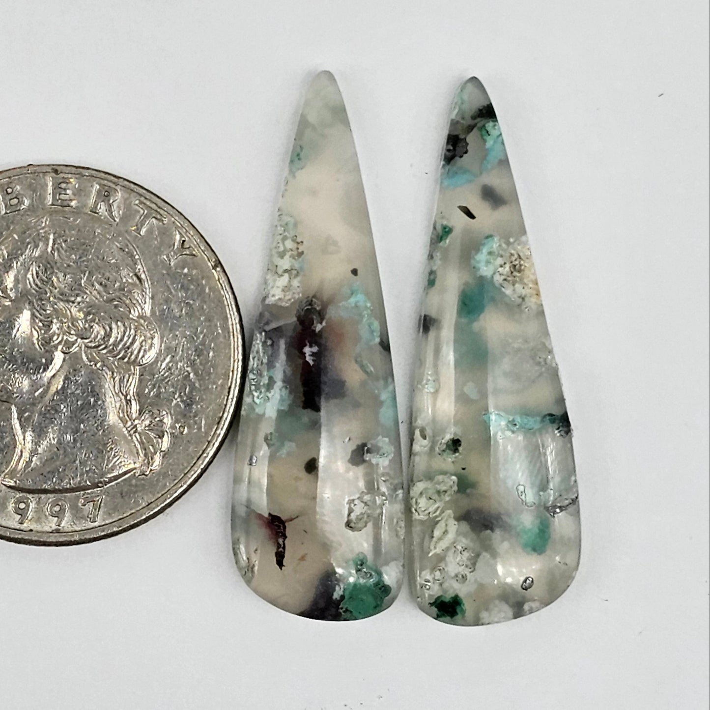 Sugar Water Flower Agate Cabochon Pair