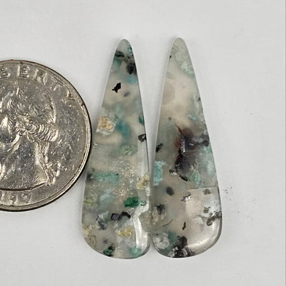 Sugar Water Flower Agate Cabochon Pair