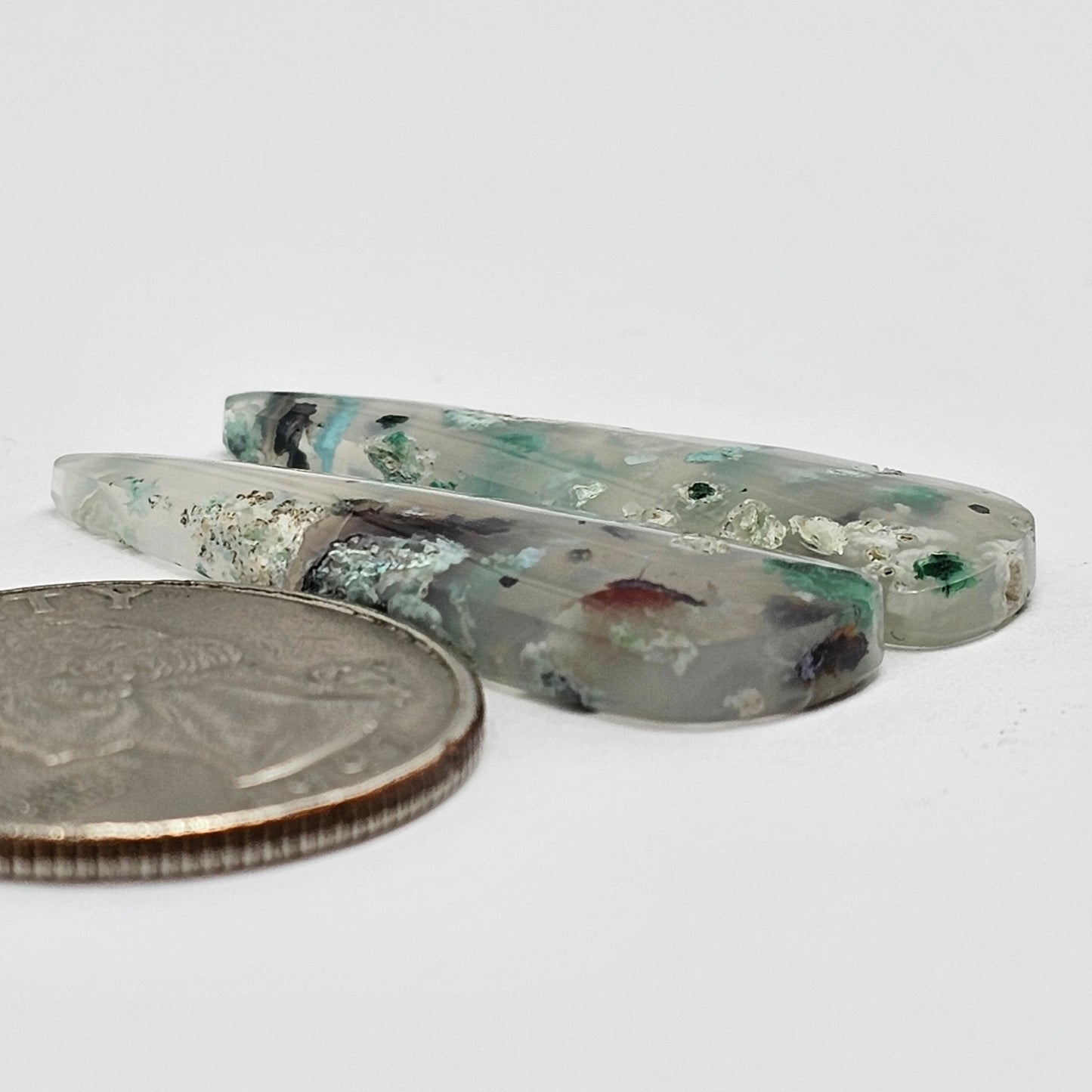 Sugar Water Flower Agate Cabochon Pair