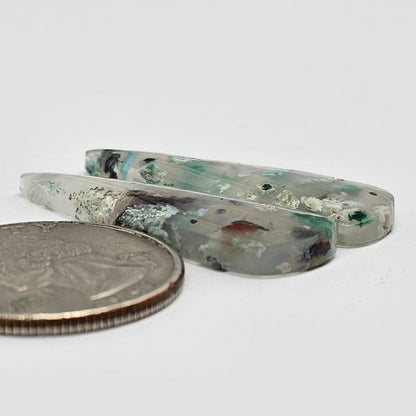 Sugar Water Flower Agate Cabochon Pair