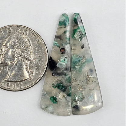 Sugar Water Flower Agate Cabochon Pair