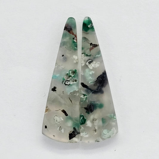 Sugar Water Flower Agate Cabochon Pair