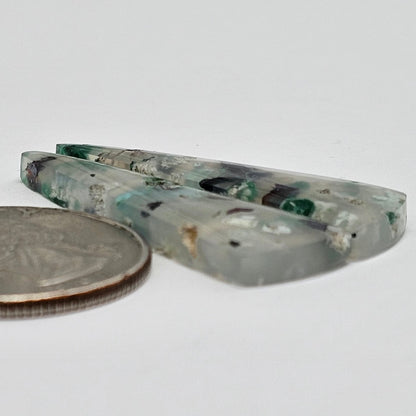 Sugar Water Flower Agate Cabochon Pair