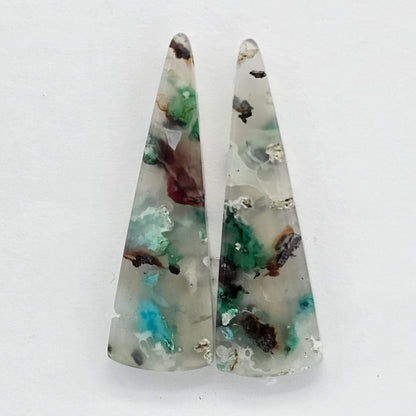 Sugar Water Flower Agate Cabochon Pair