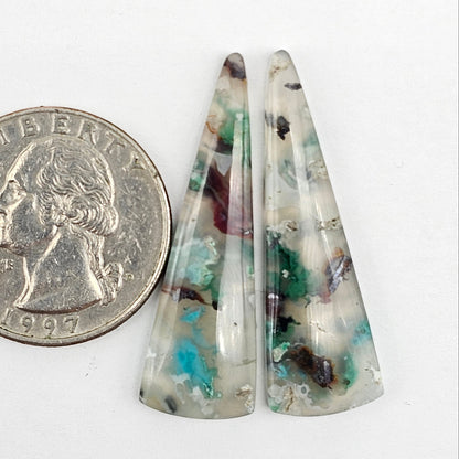 Sugar Water Flower Agate Cabochon Pair