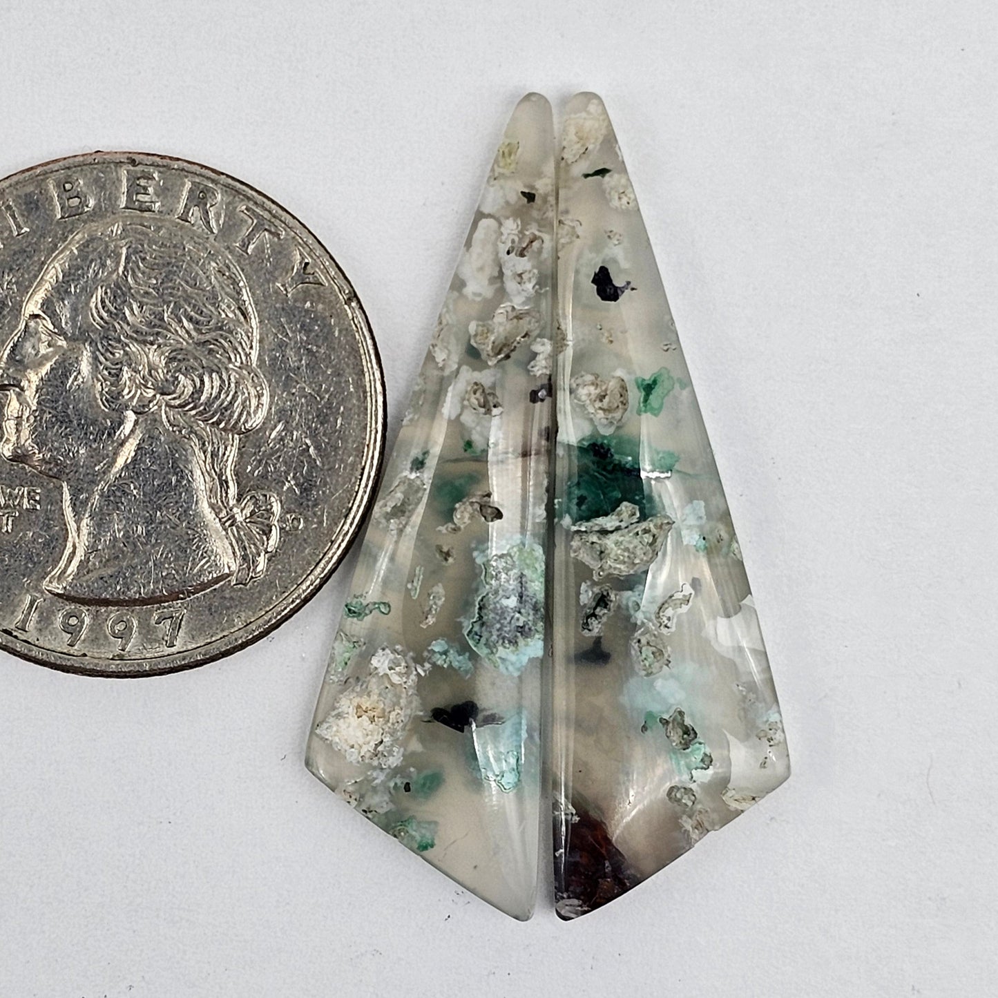 Sugar Water Flower Agate Cabochon Pair