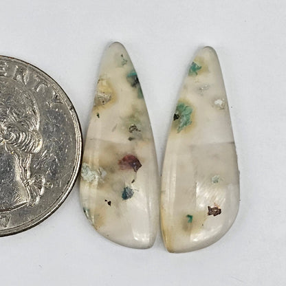 Sugar Water Flower Agate Cabochon Pair