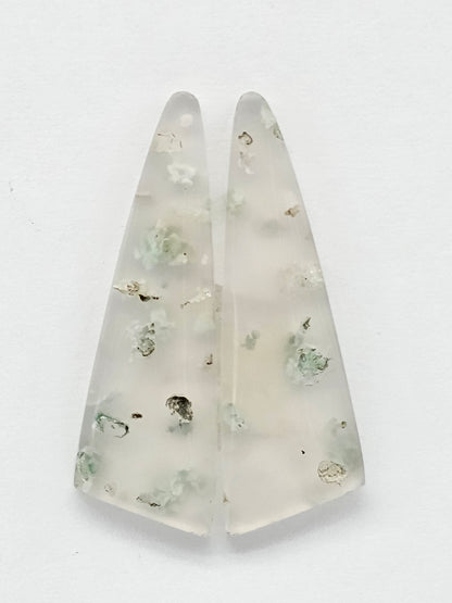 Sugar Water Flower Agate Cabochon Pair