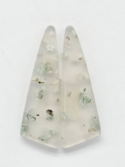 Sugar Water Flower Agate Cabochon Pair