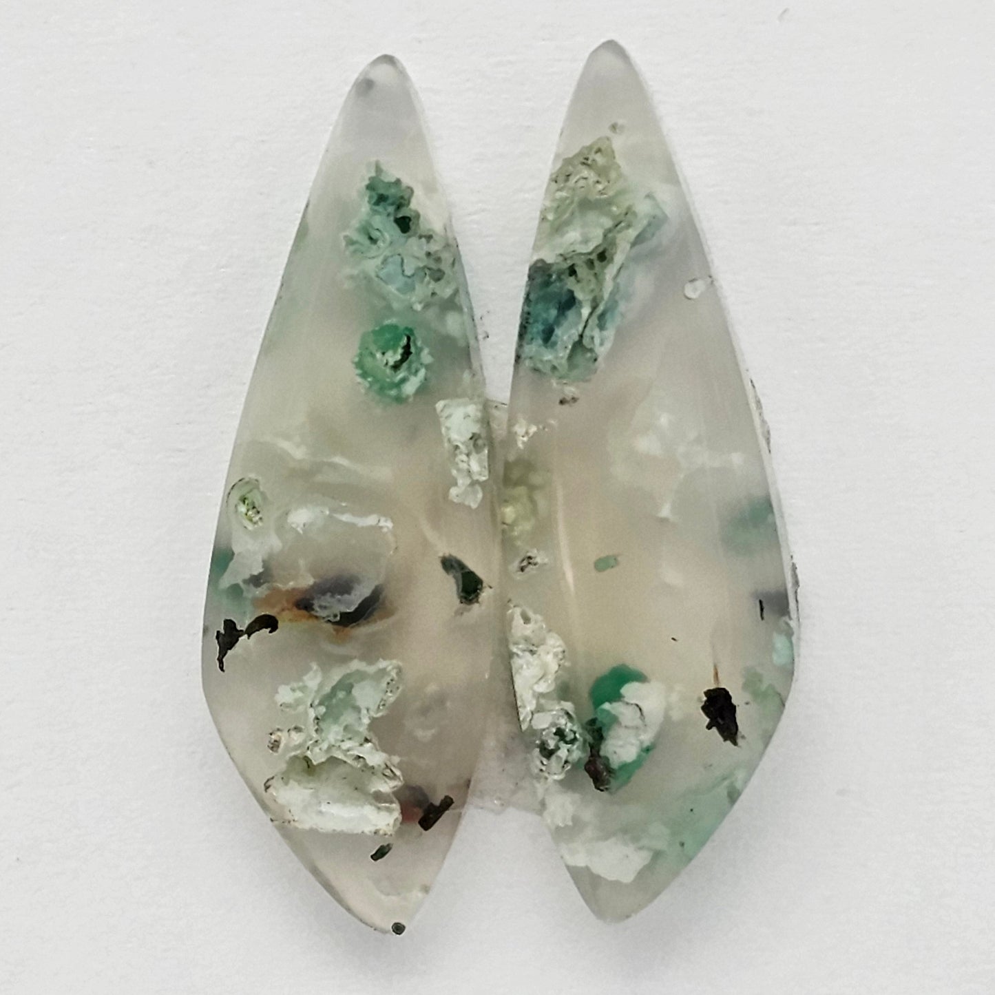 Sugar Water Flower Agate Cabochon Pair