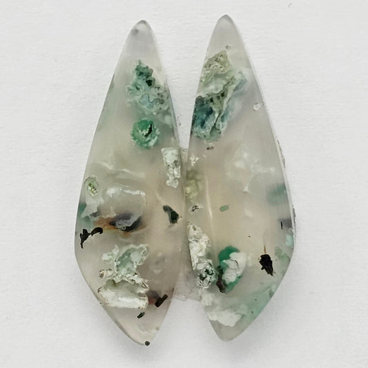 Sugar Water Flower Agate Cabochon Pair