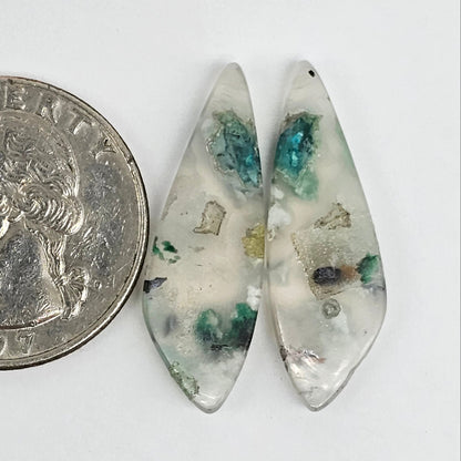 Sugar Water Flower Agate Cabochon Pair