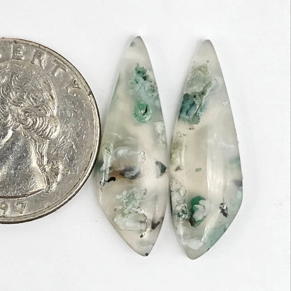 Sugar Water Flower Agate Cabochon Pair