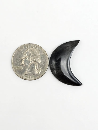 Silver Obsidian Moon Cabochon