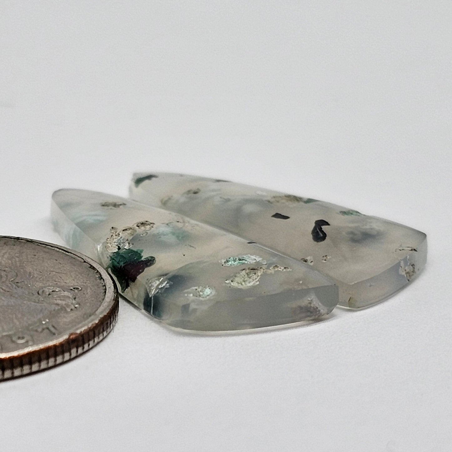 Sugar Water Flower Agate Cabochon Pair