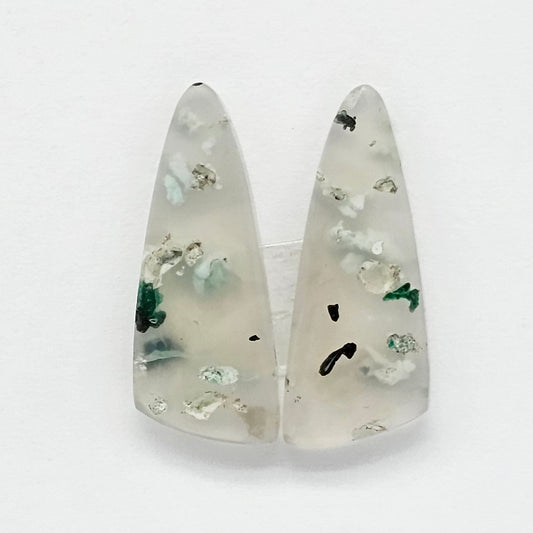 Sugar Water Flower Agate Cabochon Pair