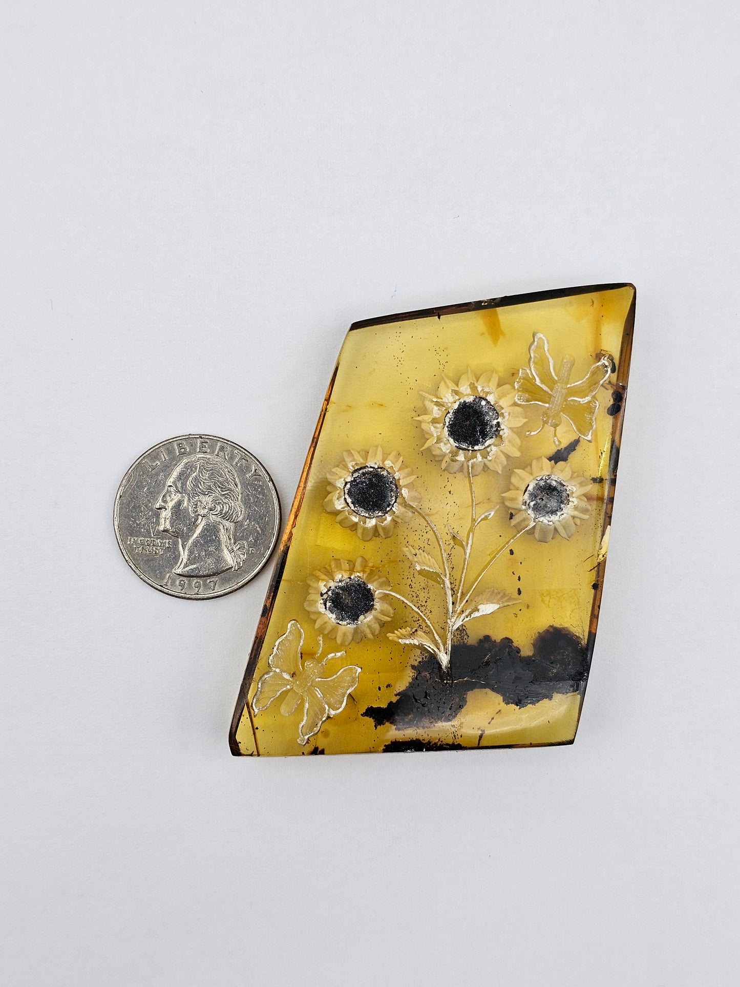 Amber authentic intaglio cabochon large