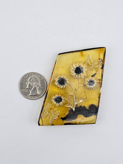 Amber authentic intaglio cabochon large