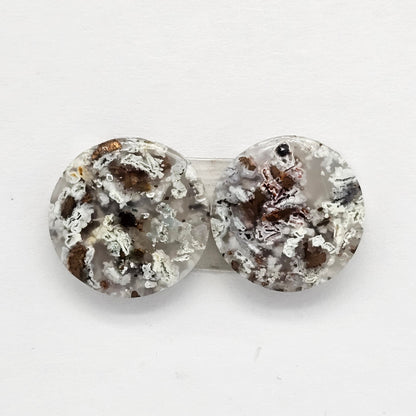 Chalcedony with Native Copper Cabochon Pair