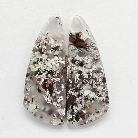 Chalcedony with Native Copper Cabochon Pair