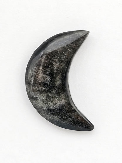 Silver Obsidian Moon Cabochon