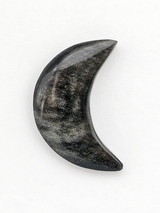 Silver Obsidian Moon Cabochon
