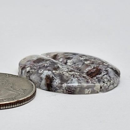 Chalcedony with Native Copper Cabochon Pair
