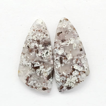 Chalcedony with Native Copper Cabochon Pair